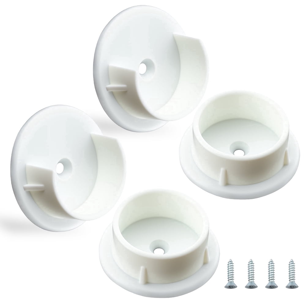 Closet Rod Flange Mount Set, 4-Piece Open & Closed Socket Holders with Screws, White product photo