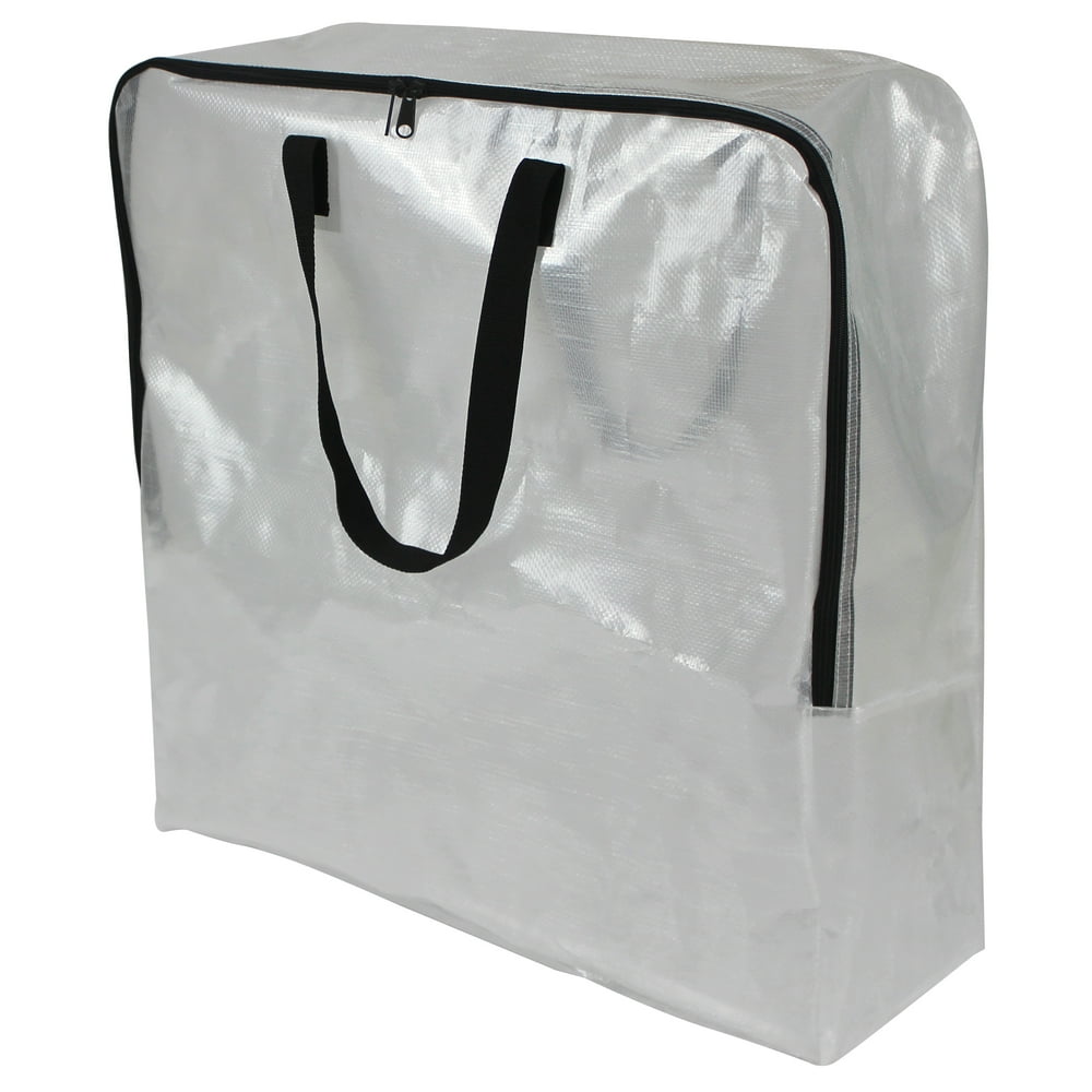 Blanket Storage Bag, Jumbo Zippered Comforter Bedding Tote with Handles, Silver product photo