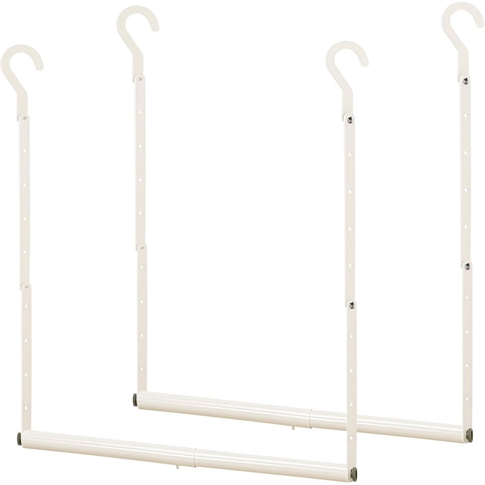 Closet Rod Double Hang Bar, 2-Pack Adjustable Telescoping Wardrobe Extender, White product photo