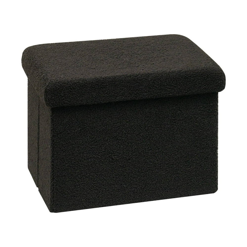 Foldable Storage Ottoman with Lid, Black Boucle Cube Closet Seat Organizer product photo