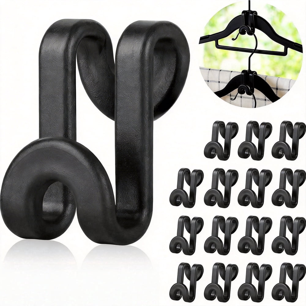 Hanger Connector Hooks, 50-Pack Mini Space-Saving Cascading Clips for Closet, Black product photo