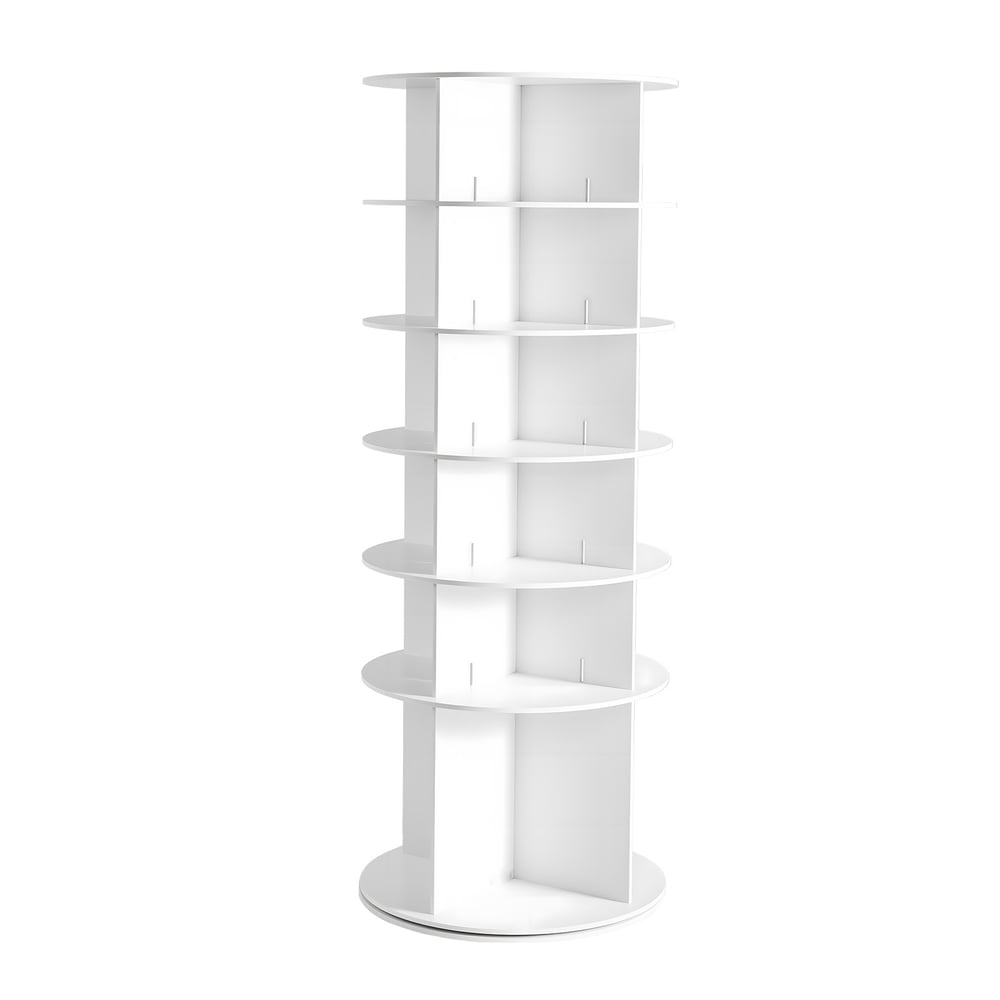 Rotating Shoe Rack Tower, 360-Degree Spinning 6-Tier Vertical Organizer, White product photo