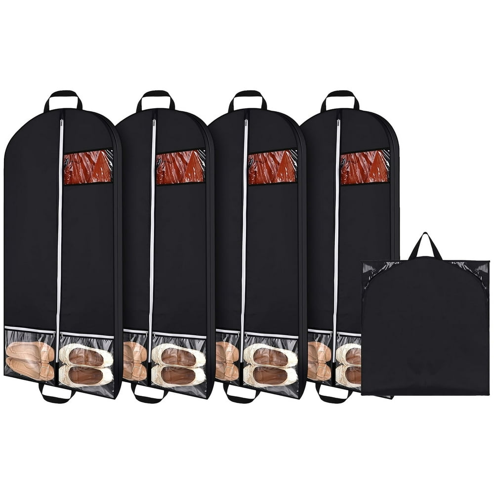Suit Travel Garment Bag, 2-Pack Foldable Carry-On Cover with Clear Windows & Pockets, Black product photo