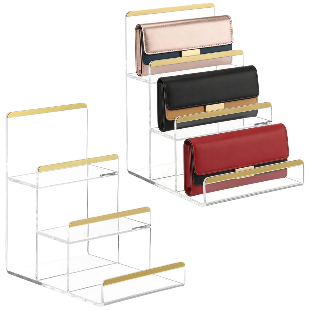 Acrylic Handbag Display Stand, 3-Tier Clear Closet Purse & Wallet Holder Rack, Clear  product photo