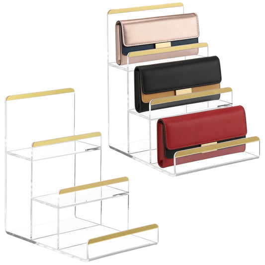 Acrylic Handbag Display Stand, 3-Tier Clear Closet Purse & Wallet Holder Rack, Clear  product photo