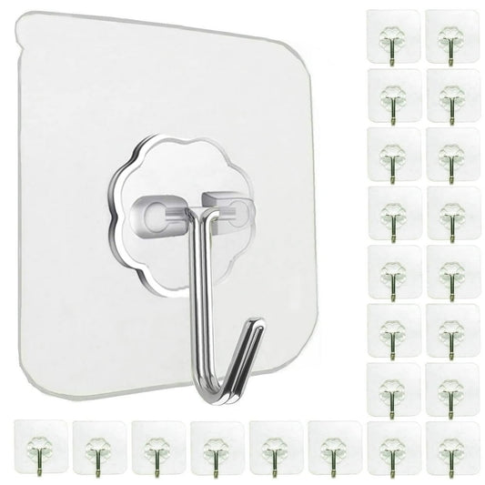 Adhesive Wall Hooks, 16-Pack Heavy Duty Damage-Free Transparent Utility Hooks, Clear 16-Pack product photo