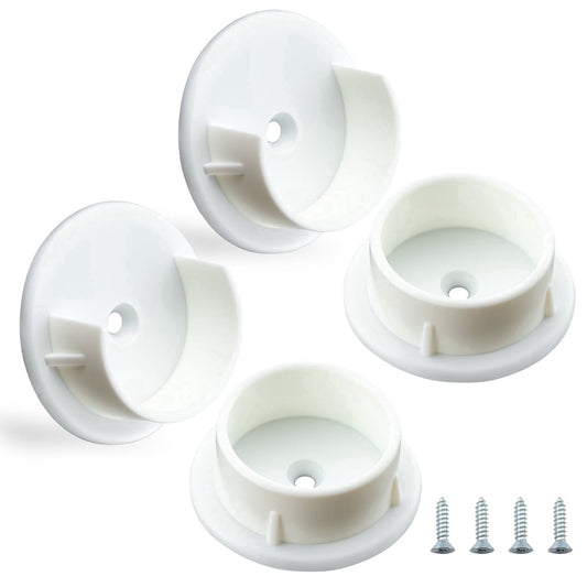 Closet Rod Flange Mount Set, 4-Piece Open & Closed Socket Holders with Screws, White  product photo