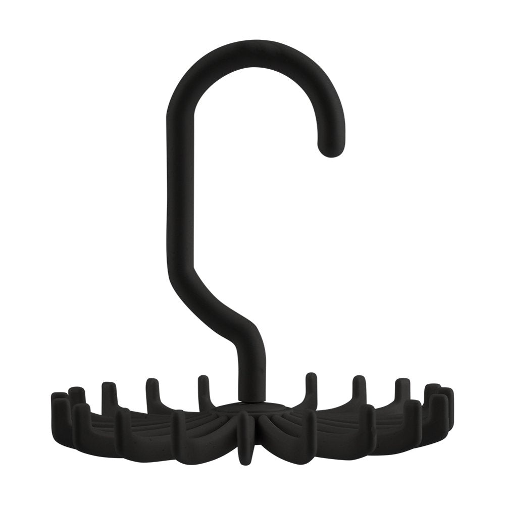 Belt and Tie Organizer Rack, Hanging Rotating Closet Holder with 20 Hooks, Black  product photo
