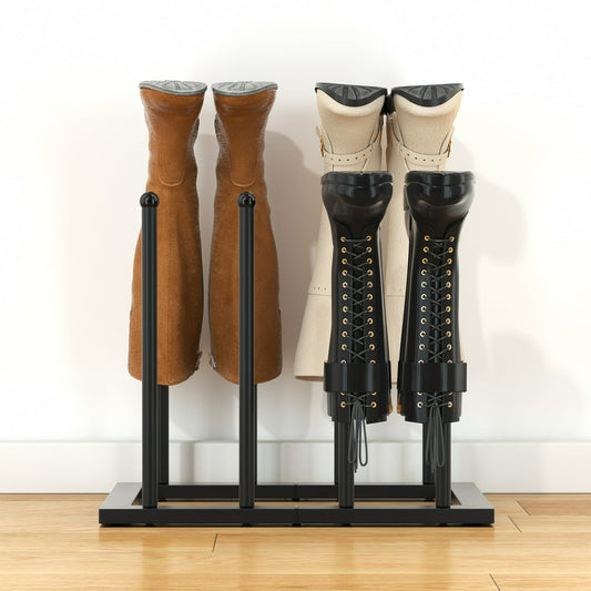 Boot Storage Rack Floor Stand, Black Metal Free-Standing Boot Organizer Holder for 4 Pairs  product photo
