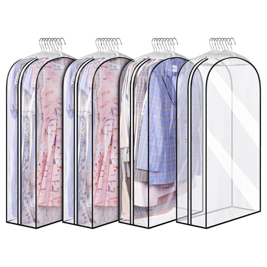 Clear Garment Bags, Zippered Hanging Suit and Dress Covers 40-Inch with Black Trim, Clear  product photo