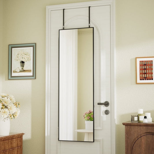 Over the Door Mirror, Full-Length Hanging Closet Mirror with Slim Black Frame  product photo