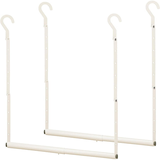 Closet Rod Double Hang Bar, 2-Pack Adjustable Telescoping Wardrobe Extender, White  product photo