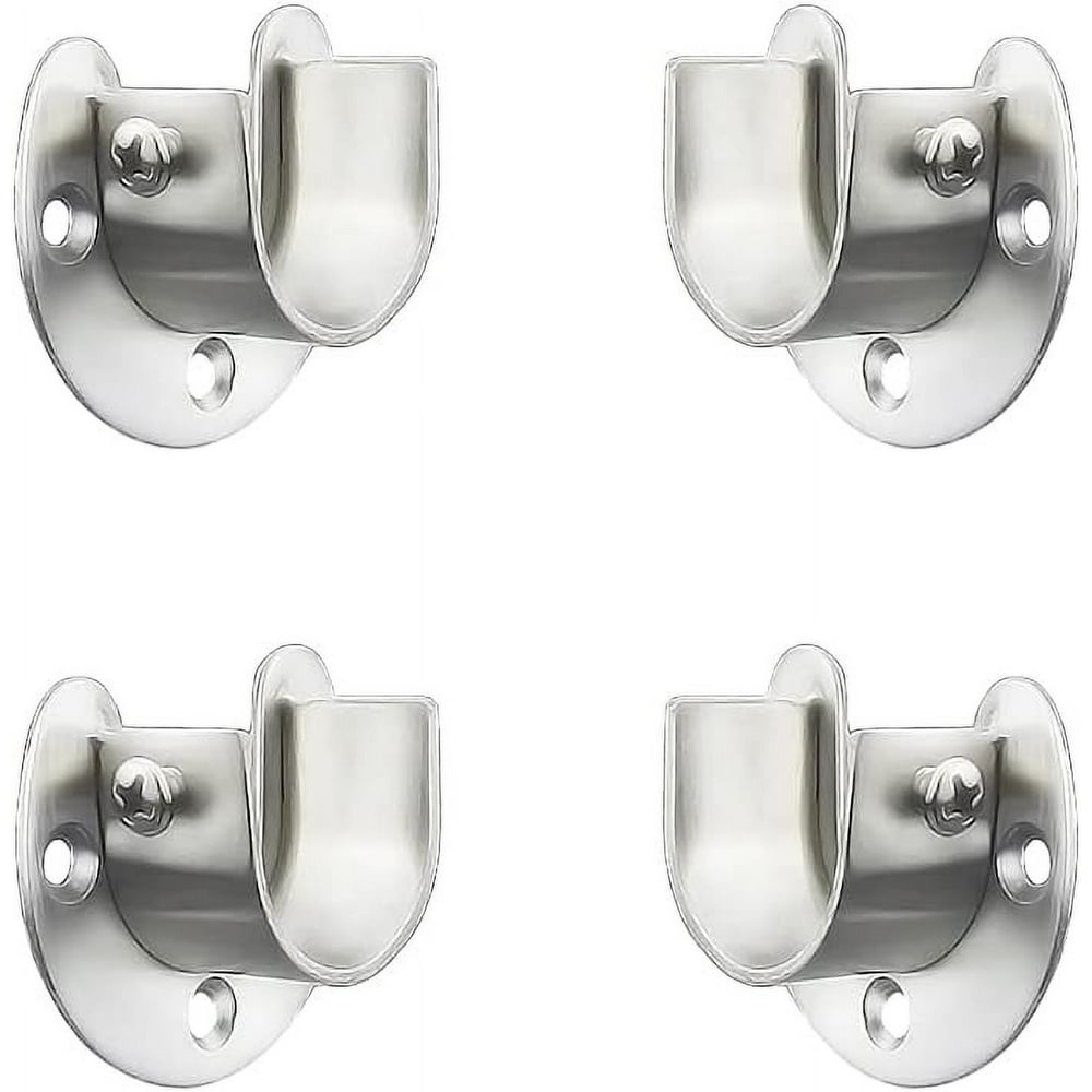 Closet Rod End Bracket Flange Mount, 4-Pack Brushed Nickel Heavy-Duty Hanging Rod Hardware  product photo
