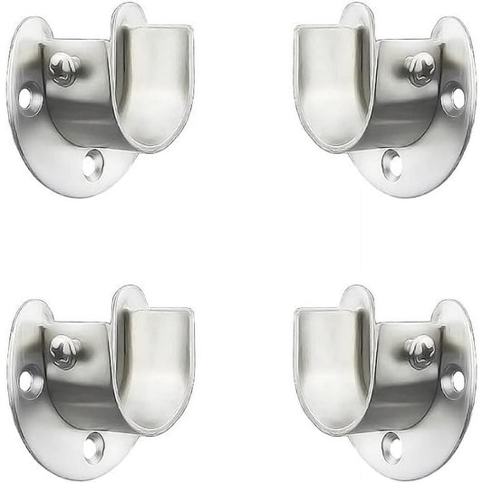 Closet Rod End Bracket Flange Mount, 4-Pack Brushed Nickel Heavy-Duty Hanging Rod Hardware  product photo