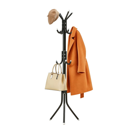 Coat Rack Stand, Free-Standing Black Metal Tree with 12 Hooks for Entryway and Bedroom  product photo
