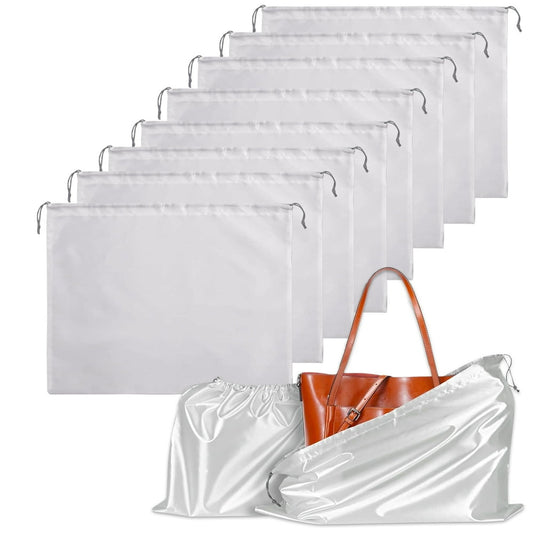 Dust Bags for Handbags, 6-Pack Drawstring Storage Pouches for Purses and Shoes, White  product photo