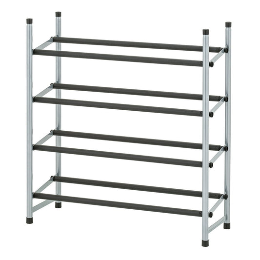 Expandable Shoe Rack Stackable, 4-Tier Adjustable Silver Metal Closet Shoe Storage Stand  product photo