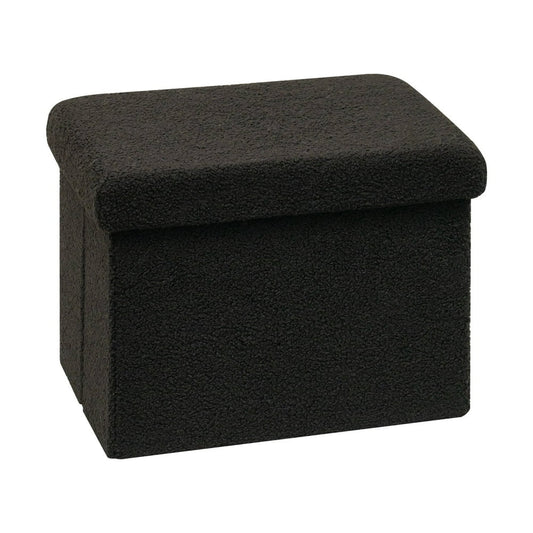 Foldable Storage Ottoman with Lid, Black Boucle Cube Closet Seat Organizer  product photo