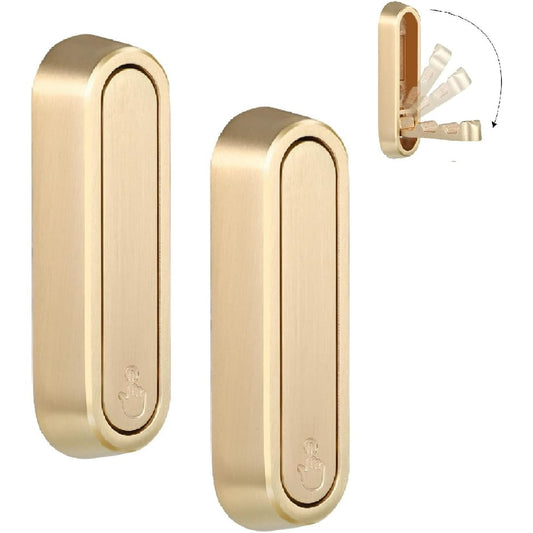 Flip Down Folding Wall Hooks, Gold Space-Saving Retractable Coat Hook 6 Pack  product photo