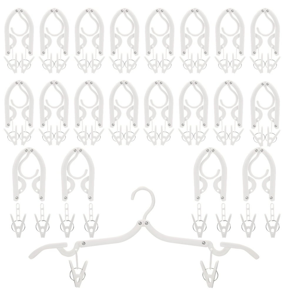 Folding Travel Hangers 12 Pack, White Portable Collapsible Clothes Hanger with Clips  product photo