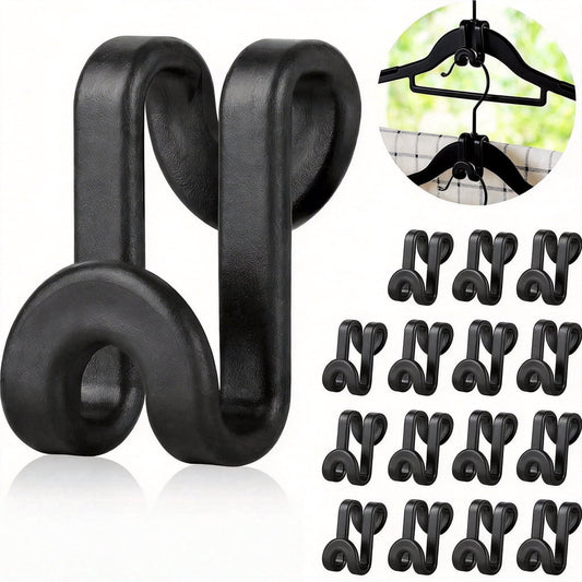 Hanger Connector Hooks, 50-Pack Mini Space-Saving Cascading Clips for Closet, Black  product photo