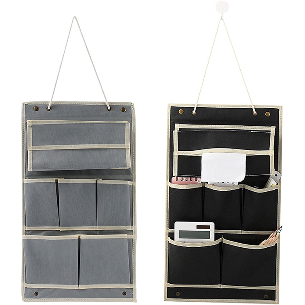 Hanging Wall Storage Organizer, Fabric Multi-Pocket Closet & Door Caddy, Grey  product photo