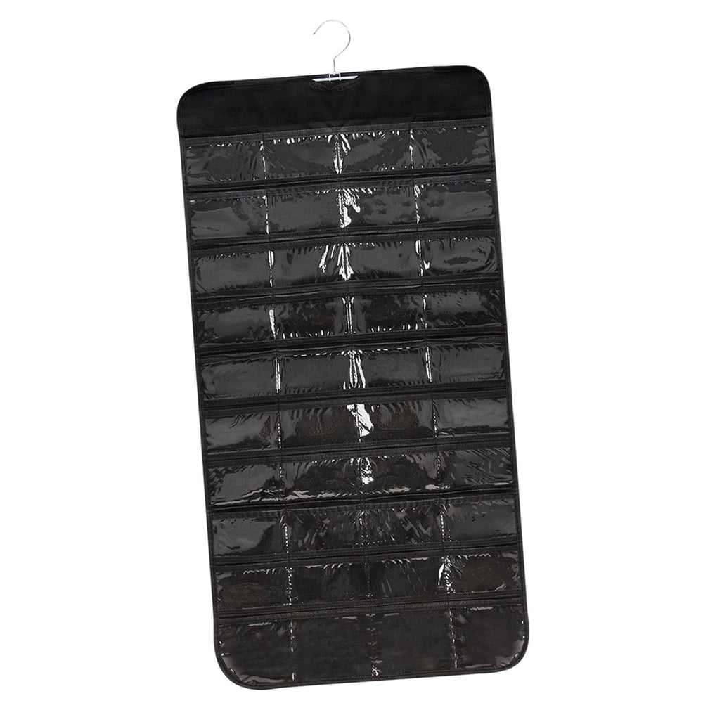 Hanging Jewelry Organizer, 40-Pocket Double-Sided Clear Closet Holder, Black  product photo