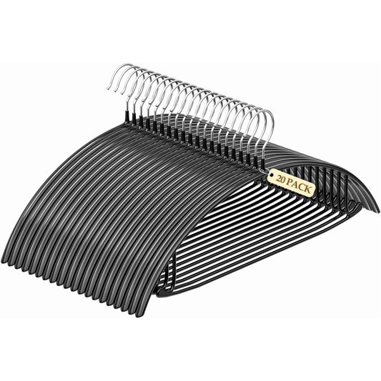 No-Bump Shirt Hangers, 20-Pack Black Non-Slip Open-Shoulder Hangers with Swivel Hook  product photo