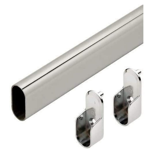 Oval Closet Rod Set, 72-Inch Polished Wardrobe Hanging Bar with 2 End Mount Sockets  product photo