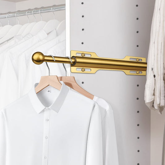 Pull-Out Closet Valet Rod, Extendable Retractable Clothes Hanger Bar, Gold  product photo