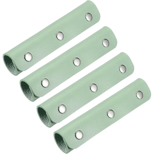 Purse Handle Wraps, 4-Pack Sage Green Faux-Leather Strap Protectors with Snaps  product photo