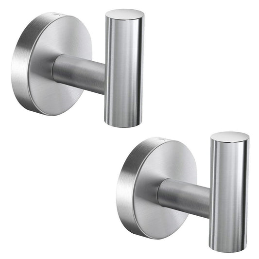 Brushed Nickel Robe Hooks, 2-Pack Wall-Mount Single Coat Hook for Bathroom and Closet  product photo