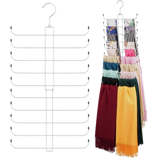 Scarf Organizer Hanger, 2-Pack Multi-Tier Closet Scarf and Tie Holder, Silver  product photo