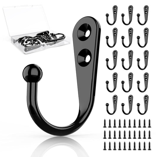 Screw-In Wall Hooks, 30-Pack Black Single Coat Hooks with Mounting Screws  product photo