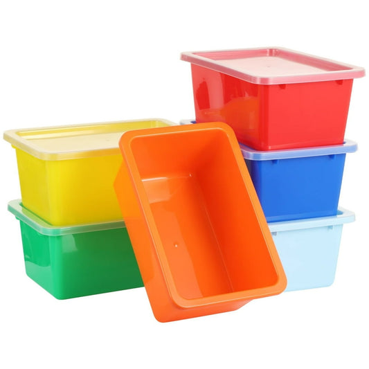 Stackable Storage Bins with Lids, 6-Pack Modular Organizer Containers, Assorted Colors  product photo