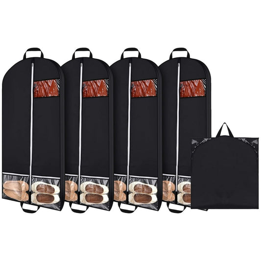 Suit Travel Garment Bag, 2-Pack Foldable Carry-On Cover with Clear Windows & Pockets, Black  product photo