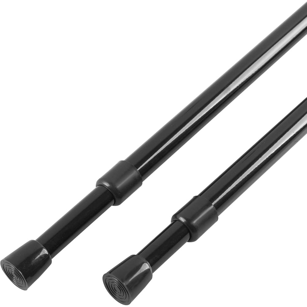 Tension Rod for Closet, 2-Pack Adjustable 43 to 75-Inch Spring Steel No-Drill, Black  product photo
