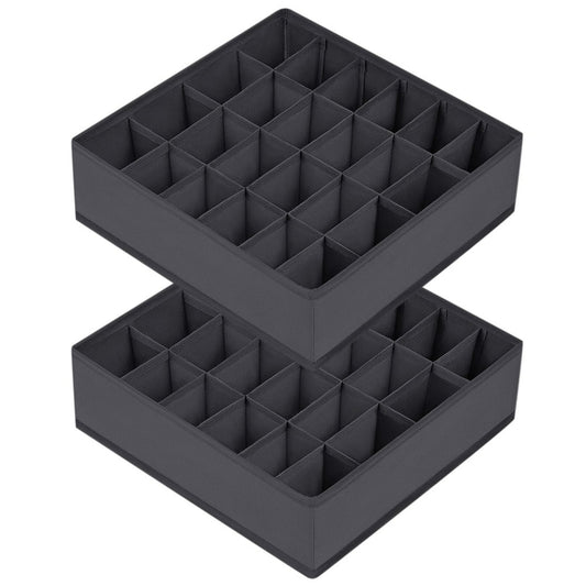 Drawer Organizer Inserts, 2-Pack 24-Slot Fabric Dividers for Ties, Socks, and Underwear, Charcoal  product photo
