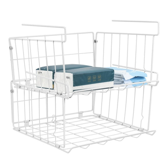 Under Shelf Hanging Basket, White Wire Slide-Under Storage Rack for Cabinet and Closet Shelves  product photo
