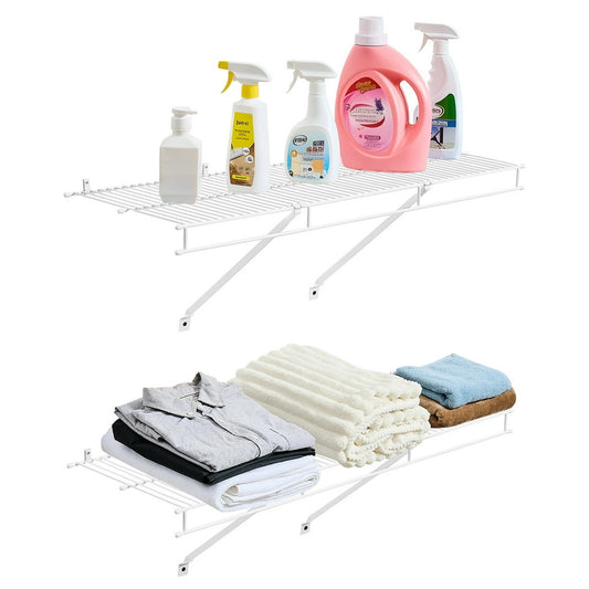 Ventilated Wire Closet Shelf Kit, Adjustable Expandable Wall-Mount, White Storage Shelf  product photo