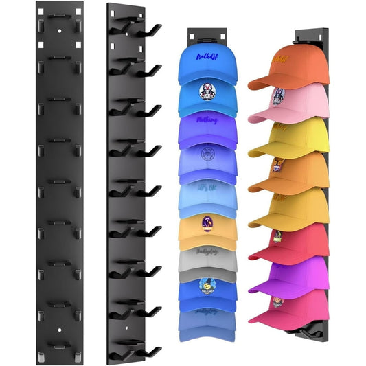 Wall Mounted Baseball Cap Rack, Display Holder Hat Organizer, Black, 2-Pack  product photo