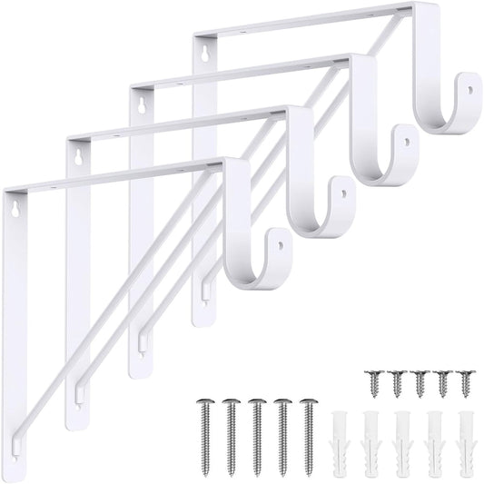 Wall Mounted Closet Rod Bracket Set, Shelf Support with Open Rod Cradles & Hardware, White  product photo