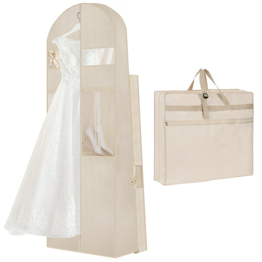 Wedding Dress Garment Bag, Long 72-Inch Breathable Gown Cover with Window, Ivory  product photo