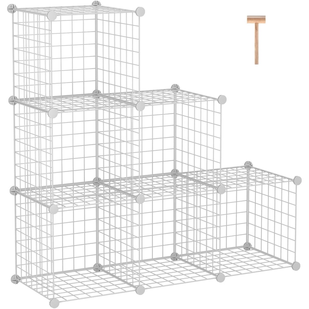 Wire Cube Storage Grid Panels, DIY Modular Closet Organizer, White, 12-Pack  product photo