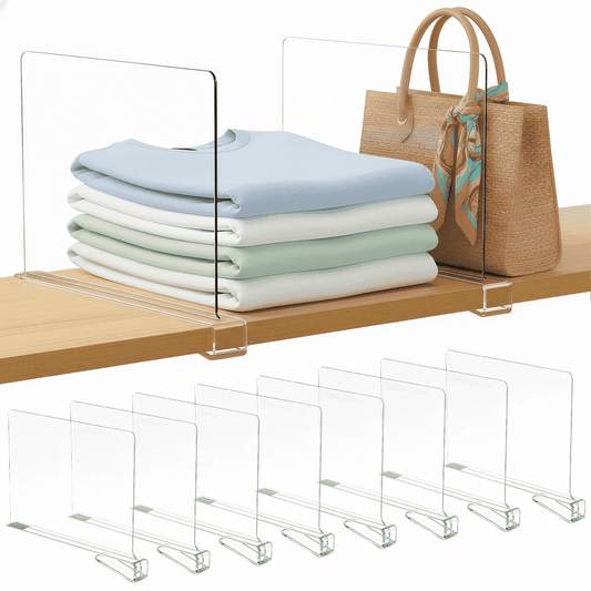Acrylic Shelf Dividers for Closet, 8-Pack Clip-On Vertical Organizers, Clear  product photo